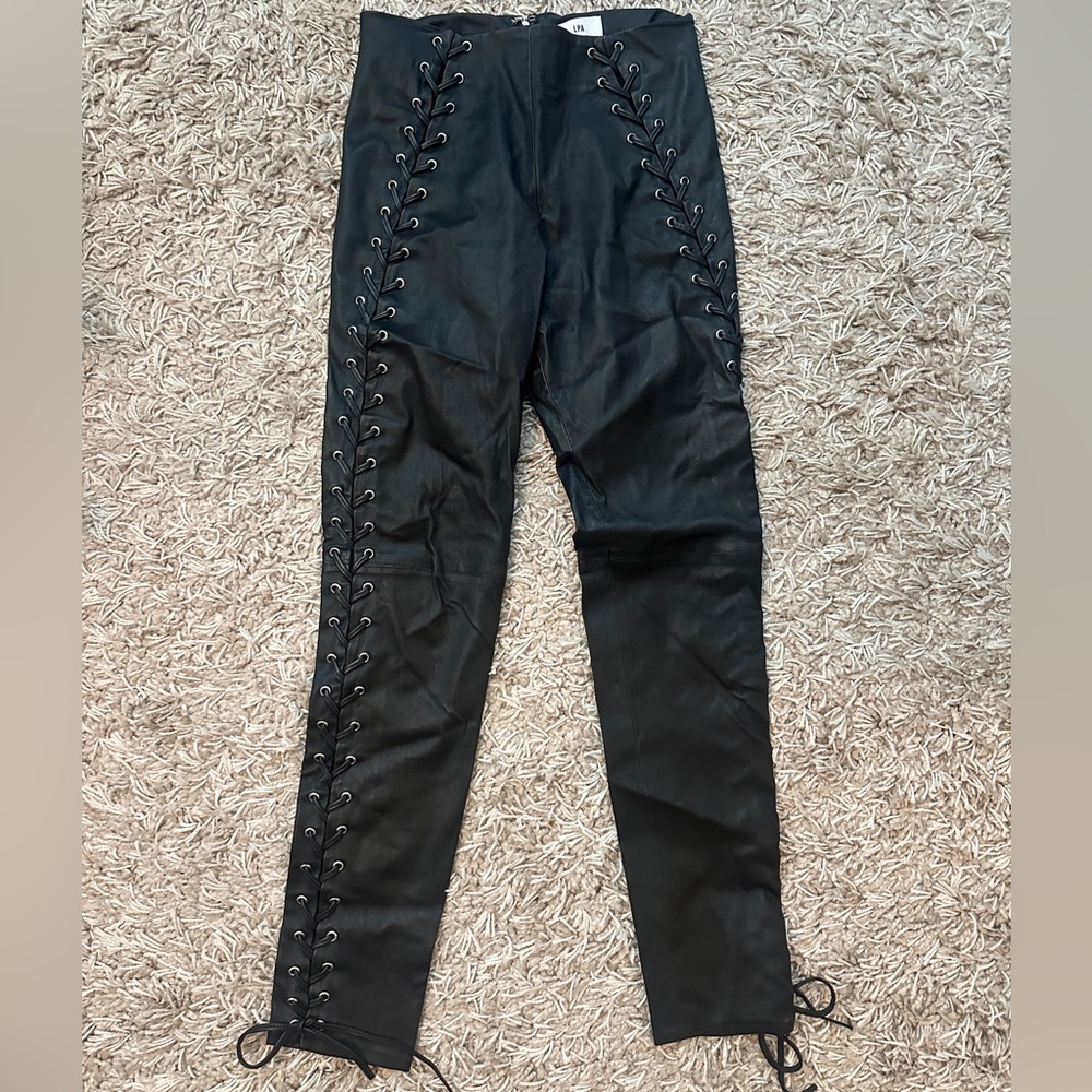LPA lace-up leather pant black Small